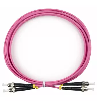 Патч-корд оптический Cabeus, ST/UPC-ST/UPC, многомодовый, 50/125, OM4, двойной, 3 м, LSZH, пурпурный (FOP-50-OM4-ST-ST-3m)