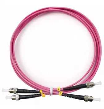 Патч-корд оптический Cabeus, ST/UPC-ST/UPC, многомодовый, 50/125, OM4, двойной, 1 м, LSZH, пурпурный (FOP-50-OM4-ST-ST-1m)