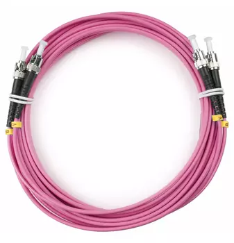 Патч-корд оптический Cabeus, ST/UPC-ST/UPC, многомодовый, 50/125, OM4, двойной, 7 м, LSZH, пурпурный (FOP-50-OM4-ST-ST-7m)