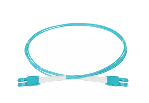 Патч-корд оптический Eurolan, LC/PC-LC/PC, многомодовый, 50/125, OM3, двойной, 5 м, бирюзовый (41B-30-LC-LC-05)