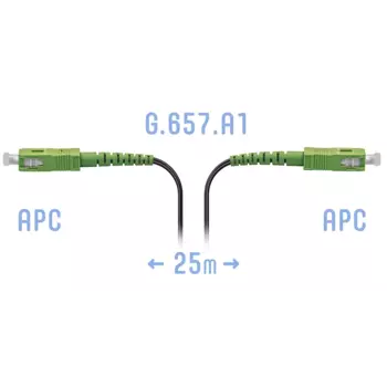 Патч-корд оптический FTTH SNR, SC/APC-SC/APC, одномодовый, G.657.A1, одинарный, 25м, черный (SNR-PC-FTTH-SC/APC-E-25m)