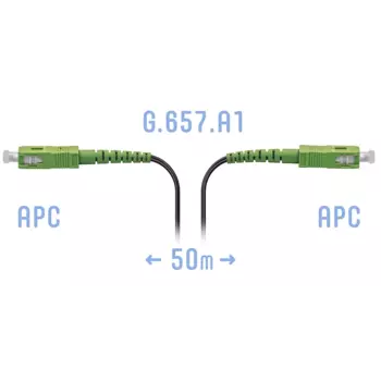 Патч-корд оптический SNR, SC/APC-SC/APC, одномодовый, G.657.A1, одинарный, 50м, черный (SNR-PC-FTTH-SC/APC-E-50m)