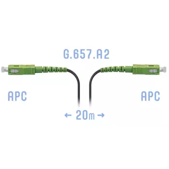 Патч-корд оптический FTTH SNR, SC/APC-SC/APC, одномодовый, G.657.A2, одинарный, 20м, черный (SNR-PC-FTTH-SC/APC-H-20m)