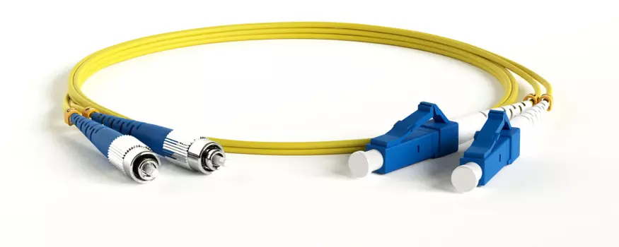 Патч-корд оптический Hyperline FC/UPC-LC/UPC duplex, SM 9/125, LSZH, 1 м (FC-D2-9-FC/UR-LC/UR-H-1M-LSZH-YL)