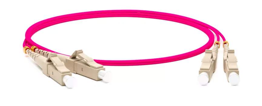 Патч-корд оптический Hyperline, LC/PC-LC/PC, многомодовый, 50/125, OM4, двойной, 2м, пурпурный (FC-D2-504-LC/PR-LC/PR-H-2M-LSZH-MG)