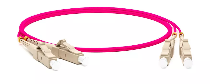 Патч-корд оптический Hyperline, LC/PC-LC/PC, многомодовый, 50/125, OM4, двойной, 2.5м, пурпурный (FC-D2-504-LC/PR-LC/PR-H-2.5M-LSZH-MG)