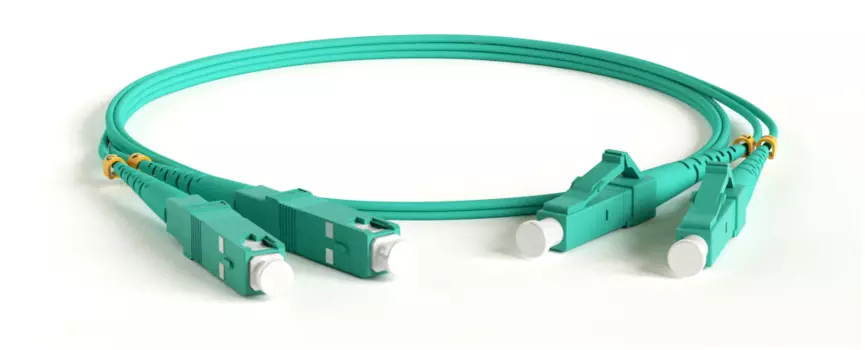 Патч-корд оптический Hyperline, LC/PC-SC/PC, многомодовый, 50/125, OM3, двойной, 2м, бирюзовый (FC-D2-503-LC/PR-SC/PR-H-2M-LSZH-AQ)