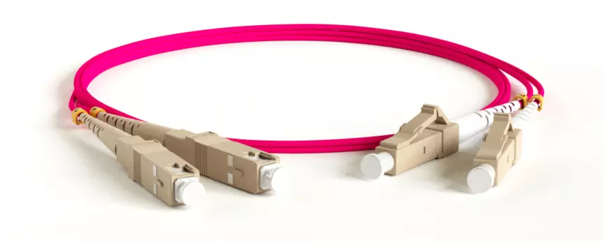 Патч-корд оптический Hyperline, LC/PC-SC/PC, многомодовый, 50/125, OM4, двойной, 2м, пурпурный (FC-D2-504-LC/PR-SC/PR-H-2M-LSZH-MG)