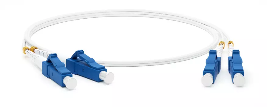 Патч-корд оптический Hyperline, LC/UPC-LC/UPC, одномодовый, 9/125, OS2, двойной, 2м, белый (FC-D2-9A1-LC/UR-LC/UR-H-2M-LSZH-WH)
