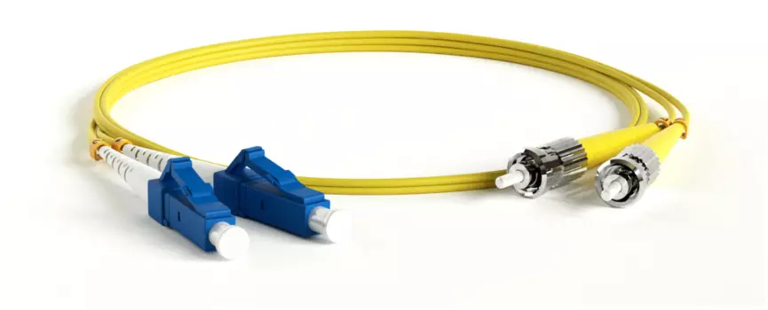 Патч-корд оптический Hyperline, LC/UPC-ST/UPC, одномодовый, 9/125, OS2, двойной, 1м, желтый (FC-D2-9-LC/UR-ST/UR-H-1M-LSZH-YL)