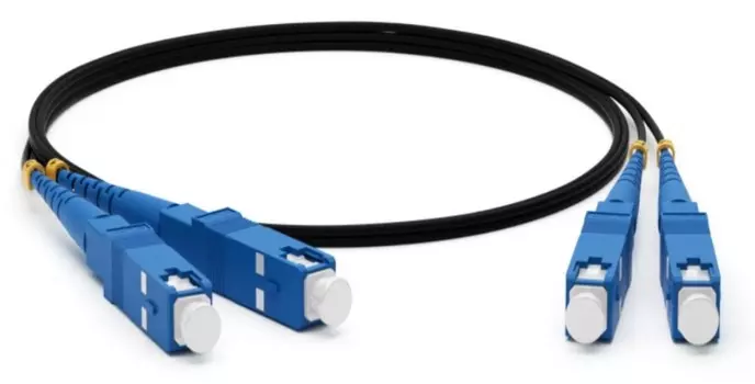 Патч-корд оптический Hyperline, SC/UPC-SC/UPC, одномодовый, 9/125, OS2, двойной, 1м, черный (FC-D2-9-SC/UR-SC/UR-H-1M-LSZH-BK)