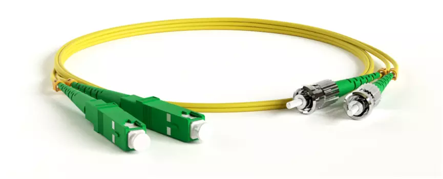 Патч-корд оптический Hyperline, ST/APC-SC/APC, одномодовый, 9/125, OS2, двойной, 2м, желтый (FC-D2-9-SC/AR-ST/AR-H-2M-LSZH-YL)