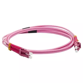 Патч-корд оптический LANMASTER LAN-2LC-2LC/OM4H-5.0, LC/PC-LC/PC, многомодовый, 50/125, OM4, двойной, 1 м, LSZH, розовый (LAN-2LC-2LC/OM4H-5.0)