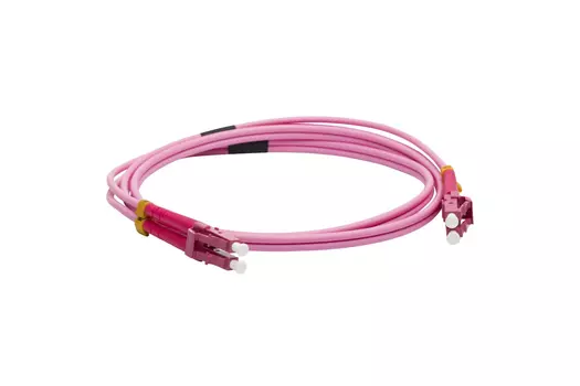 Патч-корд оптический LANMASTER, LC/PC-LC/PC, многомодовый, 50/125, OM4, двойной, 15м, розовый (LAN-2LC-2LC/OM4-15)