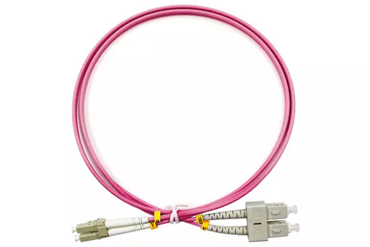 Патч-корд оптический LANMASTER, LC/PC-SC/PC, многомодовый, 50/125, OM4, двойной, 5м, розовый (LAN-2LC-2SC/OM4-5.0)