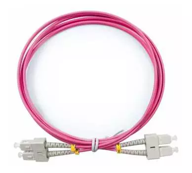 Патч-корд оптический LANMASTER, SC/PC-SC/PC, многомодовый, 50/125, OM4, двойной, 1м, розовый (LAN-2SC-2SC/OM4-1.0)