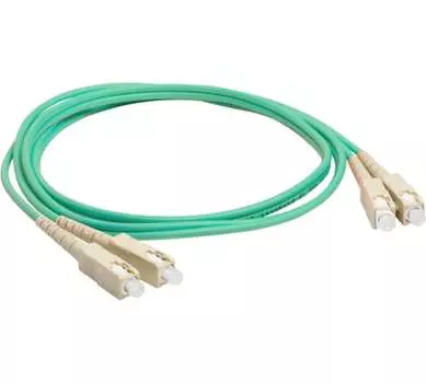 Патч-корд оптический LANMASTER, SC/PC-SC/PC, многомодовый, 50/125, OM3, двойной, 5 м, LSZH, бирюзовый (LAN-2SC-2SC/OM3-5.0)