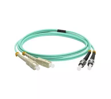 Патч-корд оптический LANMASTER, SC/PC-ST/PC, многомодовый, 50/125, OM3, двойной, 2м, бирюзовый (LAN-2SC-2ST/OM3-2.0)