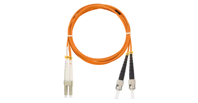 Патч-корд оптический NIKOMAX, LC/UPC-ST/UPC, многомодовый, 50/125, OM2, двойной, 3м, оранжевый (NMF-PC2M2C2-LCU-STU-003)