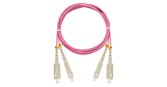 Патч-корд оптический NIKOMAX, SC/UPC-SC/UPC, многомодовый, 50/125, OM4, двойной, 3м, пурпурный (NMF-PC2M4C2-SCU-SCU-003)