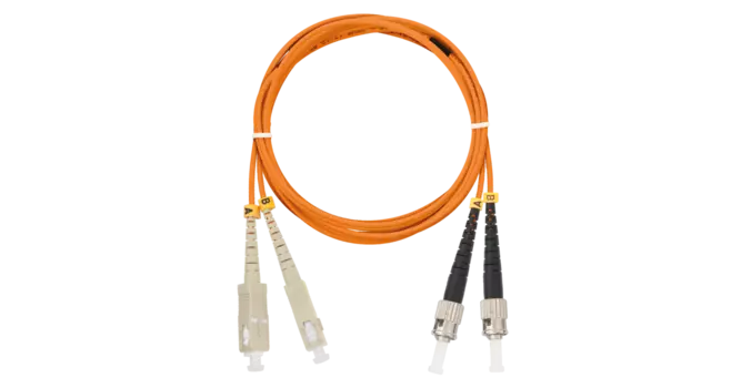 Патч-корд оптический NIKOMAX, SC/UPC-ST/UPC, многомодовый, 50/125, OM2, двойной, 3м, оранжевый (NMF-PC2M2C2-SCU-STU-003)