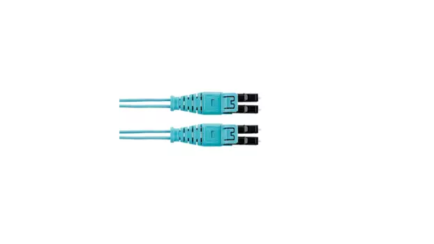 Патч-корд оптический Panduit, LC/APC-LC/APC, многомодовый, 50/125, OM4, двойной, 10 м, LSZH, аквамарин (FZ2ELQ1Q1SNM010)