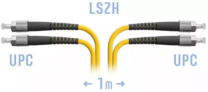 Патч-корд оптический SNR, FC/UPC-FC/UPC, одномодовый, G.652.D, двойной, 1 м, LSZH, желтый (SNR-PC-FC/UPC-DPX-1m)