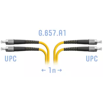 Патч-корд оптический SNR, FC/UPC-FC/UPC, одномодовый, G.657.A1, двойной, 1м, желтый (SNR-PC-FC/UPC-DPX-A-1m)