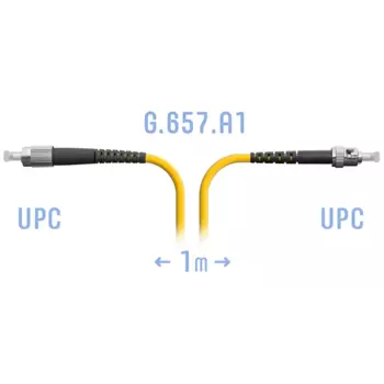 Патч-корд оптический SNR, FC/UPC-ST/UPC, одномодовый, G.657.A1, одинарный, 1м, желтый (SNR-PC-FC/UPC-ST/UPC-A-1m)