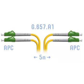 Патч-корд оптический SNR, LC/APC-LC/APC, одномодовый, G.657.A1, двойной, 5м, желтый (SNR-PC-LC/APC-DPX-A-5m)