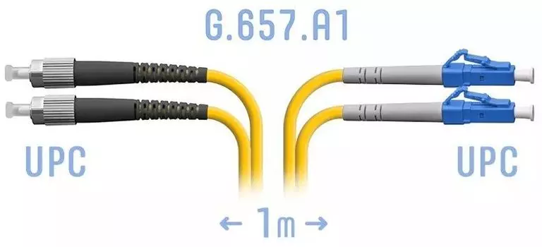 Патч-корд оптический SNR, LC/UPC-FC/UPC, одномодовый, 3мм, G.657.A1, двойной, 1м, желтый (SNR-PC-LC/UPC-FC/UPC-DPX-A-1m)
