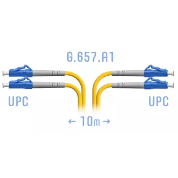 Патч-корд оптический SNR, LC/UPC-LC/UPC, одномодовый, 9/125, G.657.A1, двойной, 10м, желтый (SNR-PC-LC/UPC-DPX)