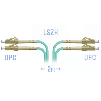 Патч-корд оптический SNR, LC/UPC-LC/UPC, многомодовый, 50/125, OM3, двойной, 2м, голубой (SNR-PC-LC/UPC-MM-DPX-2m)