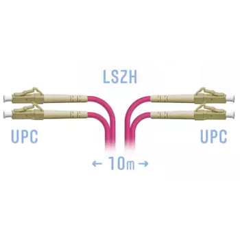 Патч-корд оптический SNR, LC/UPC-LC/UPC, многомодовый, 50/125, OM4, двойной, 10м, пурпурный (SNR-PC-LC/UPC-MM4-DPX-10m)