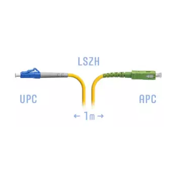 Патч-корд оптический SNR, LC/UPC-SC/APC, одномодовый, одинарный, 1м, желтый (SNR-PC-LC/UPC-SC/APC-1m)