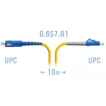 Патч-корд оптический SNR, LC/UPC-SC/UPC, одномодовый, G.657.A1, одинарный, 10м, желтый (SNR-PC-LC/UPC-SC/UPC-A-10m)