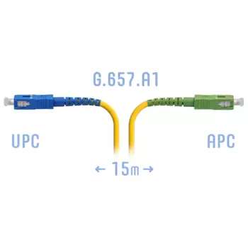 Патч-корд оптический SNR, SC/UPC-SC/APC, одномодовый, 9/125, G.657.A1, одинарный, 15м, желтый (SNR-PC-SC/UPC-SC/APC-A-15m)
