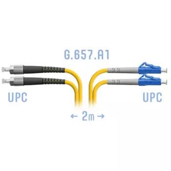 Патч-корд оптический SNR SNR-PC-LC/UPC-FC/UPC-DPX-A-2m, LC/UPC-FC/UPC, одномодовый, 9/125, G.657.A1, двойной, 2 м, LSZH, желтый (SNR-PC-LC/UPC-FC/UPC-DPX-A-2m)