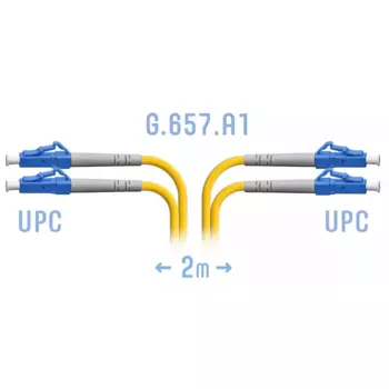 Патч-корд оптический SNR SNR-PC-LC/UPC-DPX-A-2m, LC/UPC-LC/UPC, одномодовый, 3мм, G.657.A1, двойной, 2м, желтый (SNR-PC-LC/UPC-DPX-A-2m)