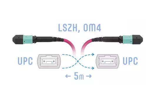 Патч-корд оптический SNR SNR-PC-MPO/UPC-MPO/UPC-FF-MM4-8F-5m, MPO/UPC-MPO/UPC, 50/125, OM4, 8 волокон, 5м, пурпурный (SNR-PC-MPO/UPC-MPO/UPC-FF-MM4-8F-5m)
