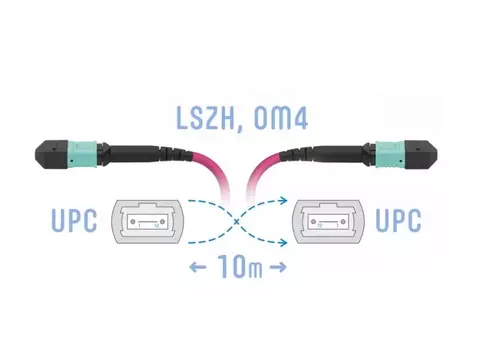 Патч-корд оптический SNR SNR-PC-MPO/UPC-MPO/UPC-FF-MM4-12F-10m, MPO/UPC-MPO/UPC, 50/125, OM4, 12 волокон, 10м, пурпурный (SNR-PC-MPO/UPC-MPO/UPC-FF-MM4-12F-10m)