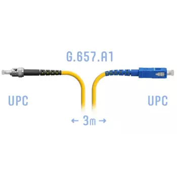 Патч-корд оптический SNR, ST/UPC-SC/UPC, одномодовый, 9/125, G.657.A1, одинарный, 3м, желтый (SNR-PC-ST/UPC-SC/UPC-A-3m)