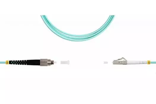 Патч-корд оптический TopLan, FC/PC-LC/PC, многомодовый, 50/125, OM3, одинарный, 50м, бирюзовый (PC-TOP-OM3-FC/P-LC/P-50)