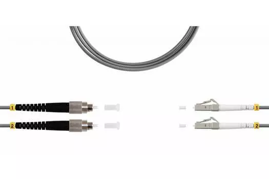 Патч-корд оптический TopLan, FC/PC-LC/PC, многомодовый, 62.5/125, OM1, двойной, 15м, серый (DPC-TOP-OM1-FC/P-LC/P-15)