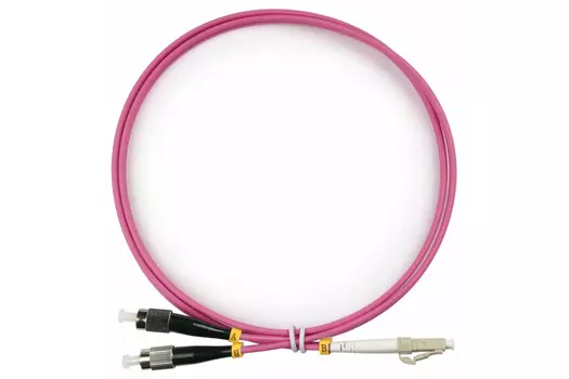 Патч-корд оптический TopLan, FC/PC-LC/PC, многомодовый, 50/125, OM4, двойной, 5м, розовый (DPC-TOP-OM4-FC/P-LC/P-5.0)