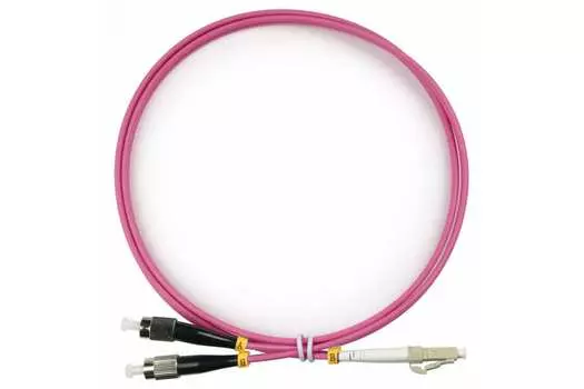 Патч-корд оптический TopLan, FC/PC-LC/PC, многомодовый, 50/125, OM4, двойной, 10м, розовый (DPC-TOP-OM4-FC/P-LC/P-10)