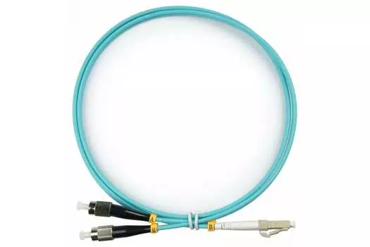 Патч-корд оптический TopLan, FC/PC-LC/PC, многомодовый, 50/125, OM3, двойной, 100м, бирюзовый (DPC-TOP-OM3-FC/P-LC/P-100)