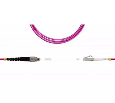 Патч-корд оптический TopLan, FC/PC-LC/PC, многомодовый, 50/125, OM4, одинарный, 150м, розовый (PC-TOP-OM4-FC/P-LC/P-150)