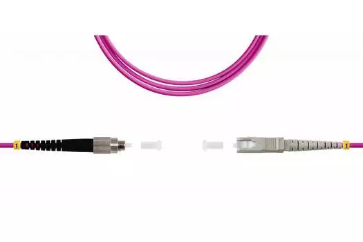 Патч-корд оптический TopLan, FC/PC-SC/PC, многомодовый, 50/125, OM4, одинарный, 15м, розовый (PC-TOP-OM4-FC/P-SC/P-15)