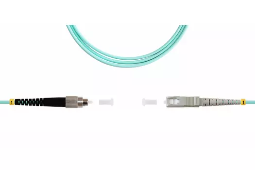 Патч-корд оптический TopLan, FC/PC-SC/PC, многомодовый, 50/125, OM3, одинарный, 20м, бирюзовый (PC-TOP-OM3-FC/P-SC/P-20)